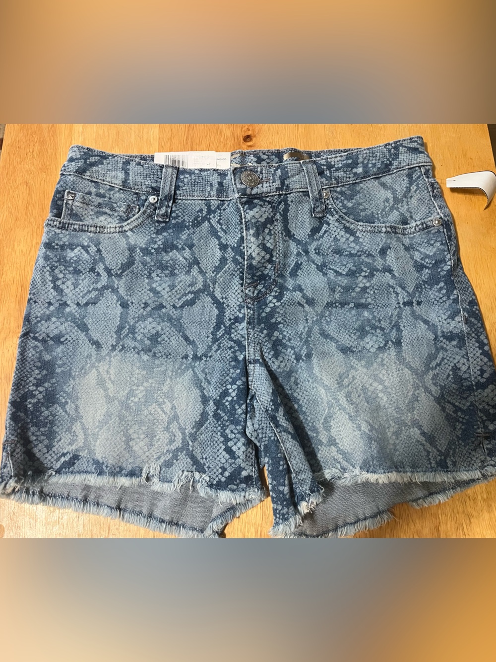 SO Blue Snake-Print Denim Shorts